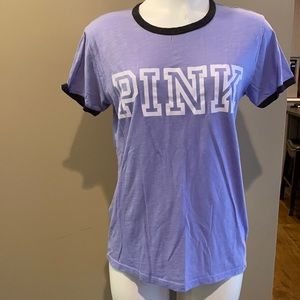 PINK Victoria's Secret Lavender Ringer Tee with Black Trim